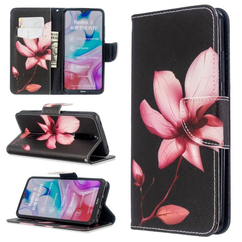 Leren Hoesje Xiaomi Redmi 8 Roze Bloem