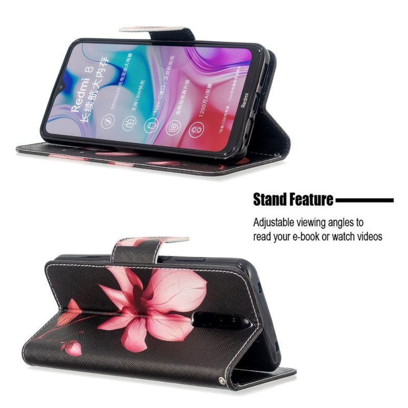 Leren Hoesje Xiaomi Redmi 8 Roze Bloem