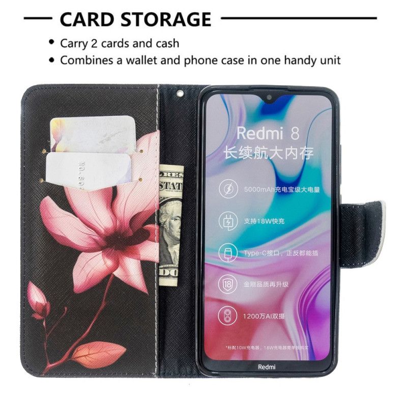 Leren Hoesje Xiaomi Redmi 8 Roze Bloem