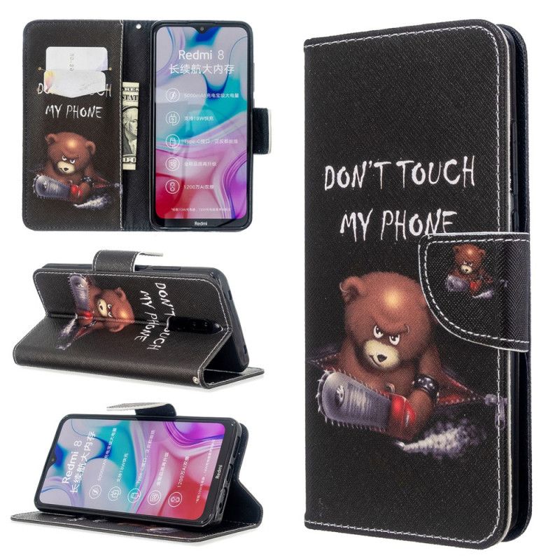 Leren Hoesje Xiaomi Redmi 8 Telefoonhoesje Gevaarlijke Beer