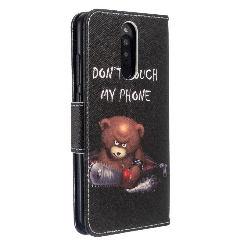 Leren Hoesje Xiaomi Redmi 8 Telefoonhoesje Gevaarlijke Beer