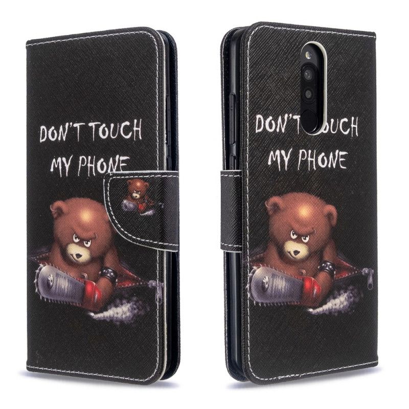 Leren Hoesje Xiaomi Redmi 8 Telefoonhoesje Gevaarlijke Beer