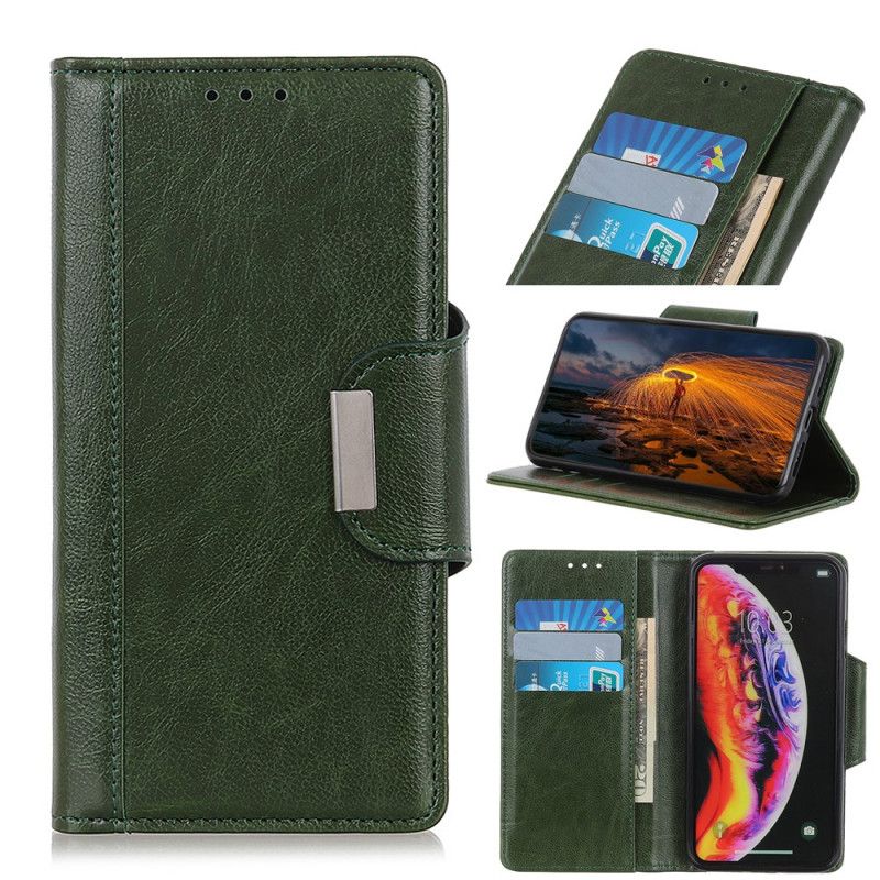 Leren Hoesje Xiaomi Redmi 8 Wit Zwart Telefoonhoesje Elegante Sluiting Van Imitatieleer