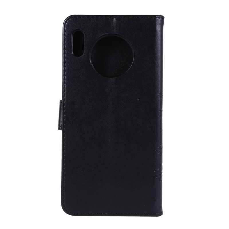 Cover Folio-hoesje Huawei Mate 30 Grijs Zwart Telefoonhoesje Vlinders En Bloemen