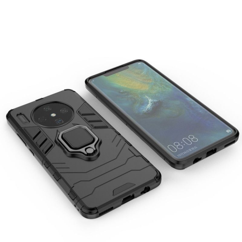 Cover Hoesje Huawei Mate 30 Rood Zwart Telefoonhoesje Resistente Ring