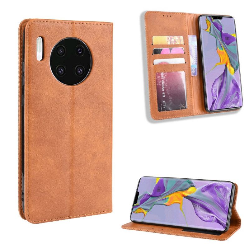 Folio-hoesje voor Huawei Mate 30 Rood Zwart Gestileerd Vintage Leereffect