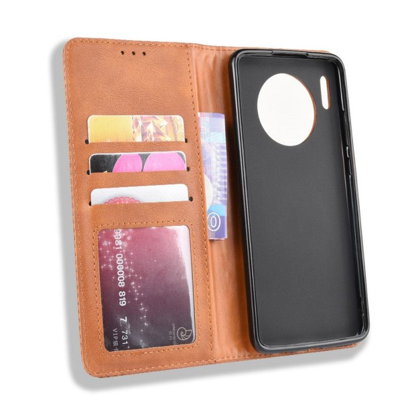 Folio-hoesje voor Huawei Mate 30 Rood Zwart Gestileerd Vintage Leereffect