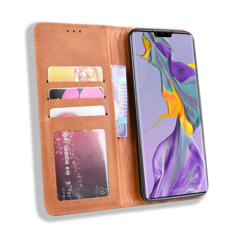 Folio-hoesje voor Huawei Mate 30 Rood Zwart Gestileerd Vintage Leereffect