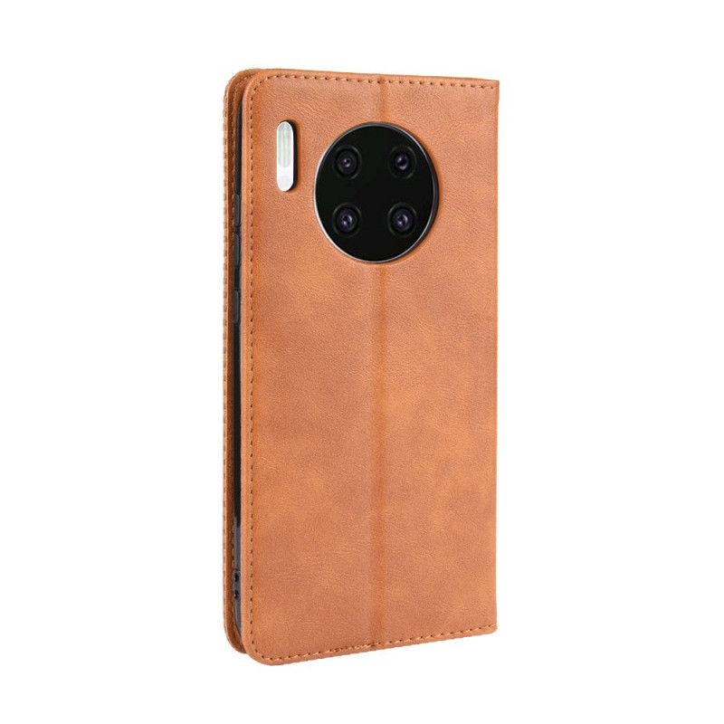 Folio-hoesje voor Huawei Mate 30 Rood Zwart Gestileerd Vintage Leereffect
