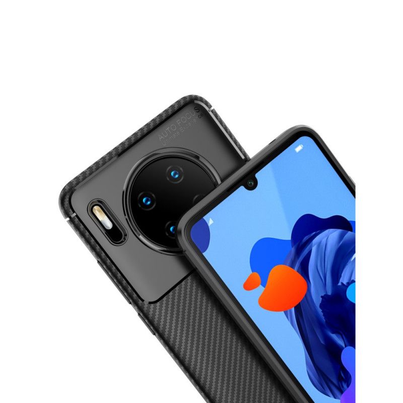 Hoesje Huawei Mate 30 Donkerblauw Zwart Flexibele Koolstofvezeltextuur