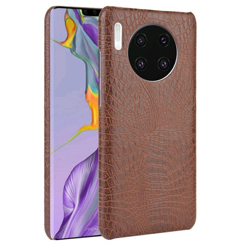 Hoesje voor Huawei Mate 30 Wit Zwart Krokodillenhuidstijl