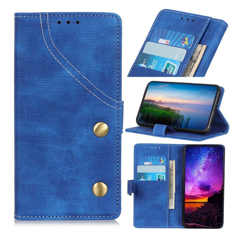 Leren Hoesje voor Huawei Mate 30 Rood Zwart Jeans Met Knopen
