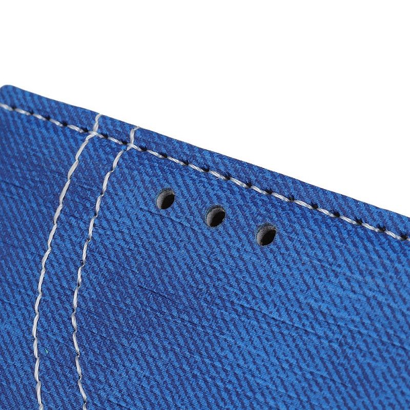 Leren Hoesje voor Huawei Mate 30 Rood Zwart Jeans Met Knopen