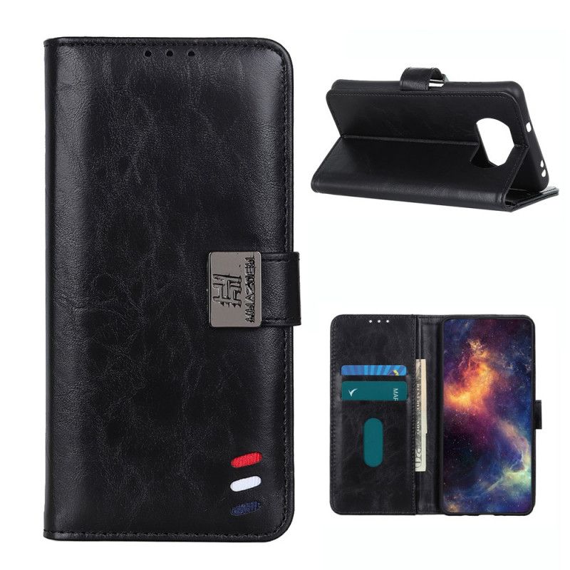 Bescherming Hoesje Xiaomi Poco X3 Rood Zwart Vintage Driekleurig Leereffect