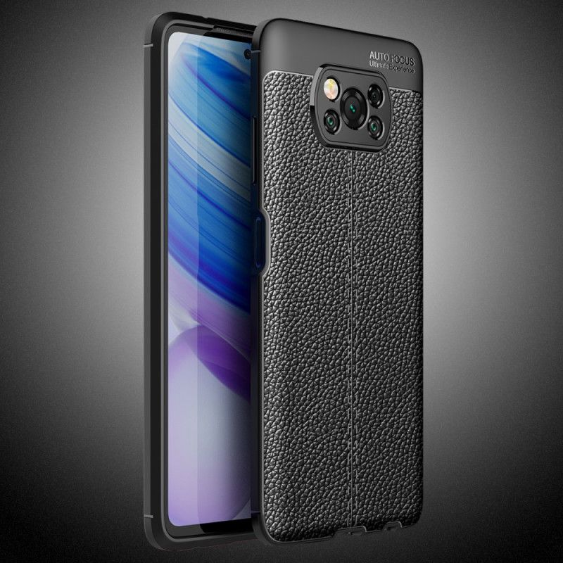 Case Hoesje Xiaomi Poco X3 Rood Zwart Telefoonhoesje Dubbellijns Lychee Leereffect