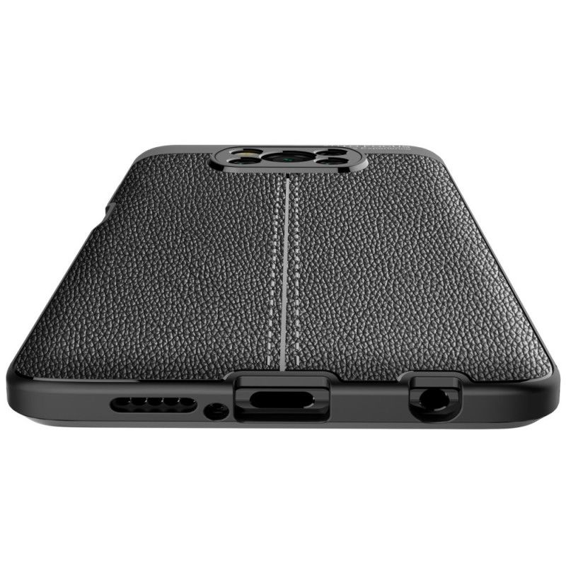 Case Hoesje Xiaomi Poco X3 Rood Zwart Telefoonhoesje Dubbellijns Lychee Leereffect