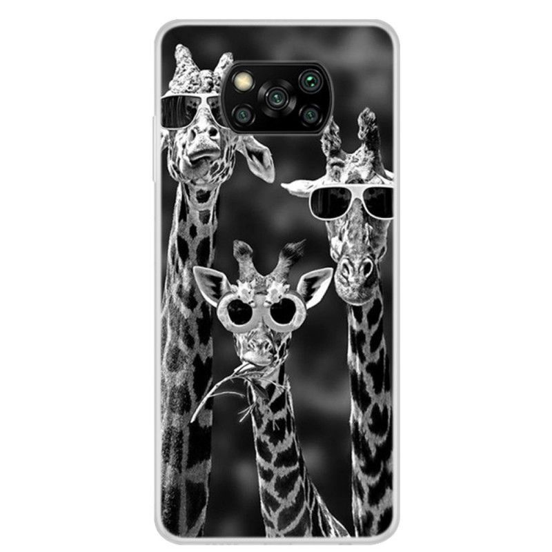 Case Hoesje Xiaomi Poco X3 Telefoonhoesje Giraffen Met Bril