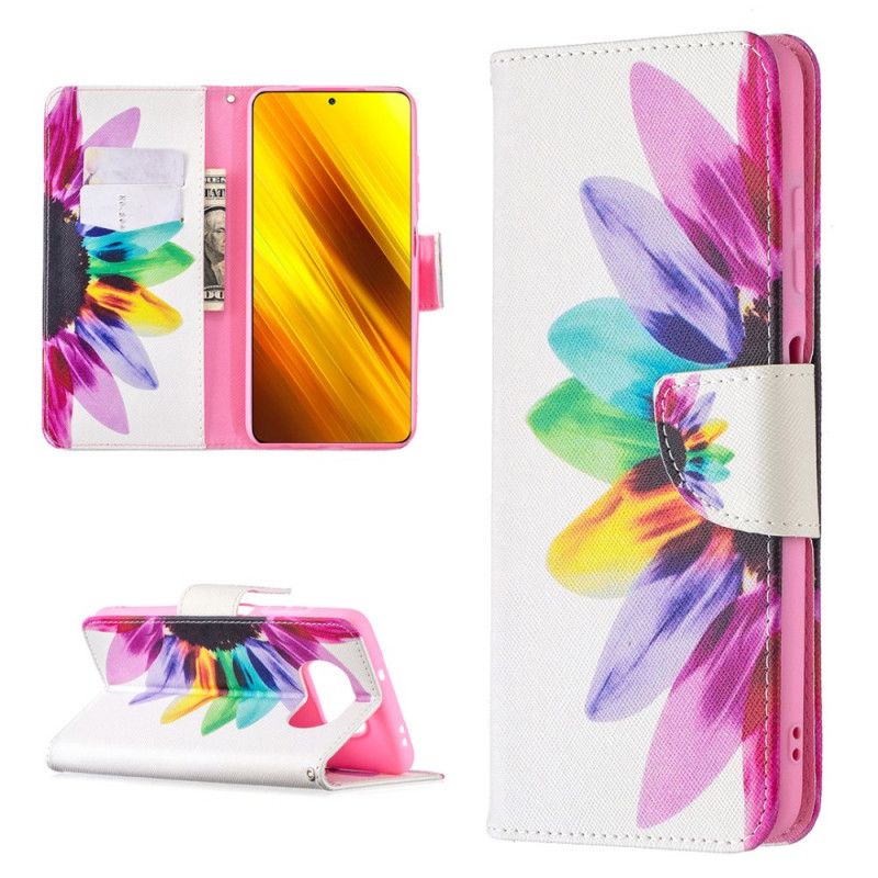 Cover Folio-hoesje Xiaomi Poco X3 Telefoonhoesje Aquarelbloem