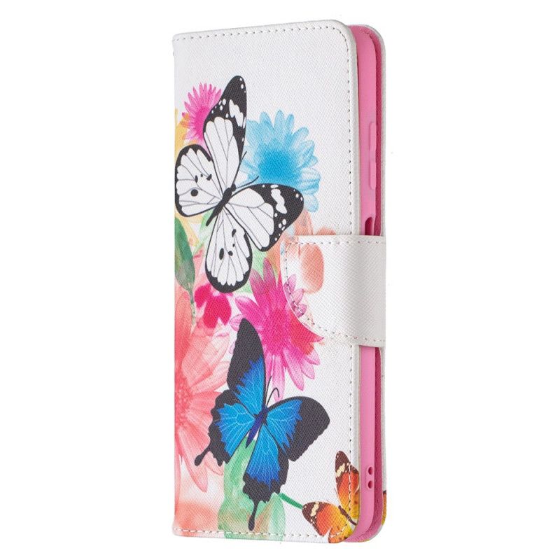 Cover Folio-hoesje Xiaomi Poco X3 Telefoonhoesje Geschilderde Vlinders En Bloemen