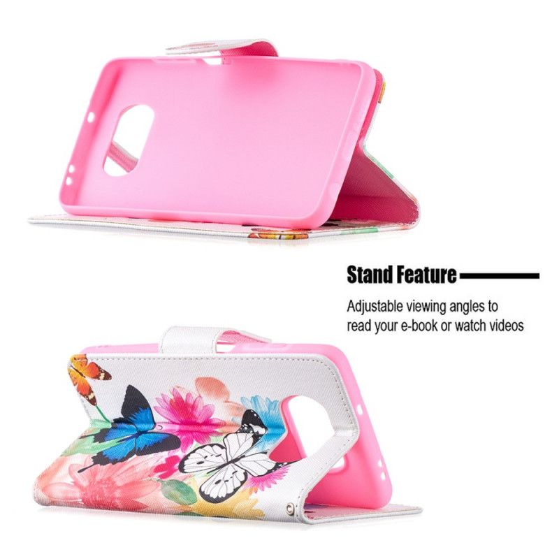 Cover Folio-hoesje Xiaomi Poco X3 Telefoonhoesje Geschilderde Vlinders En Bloemen