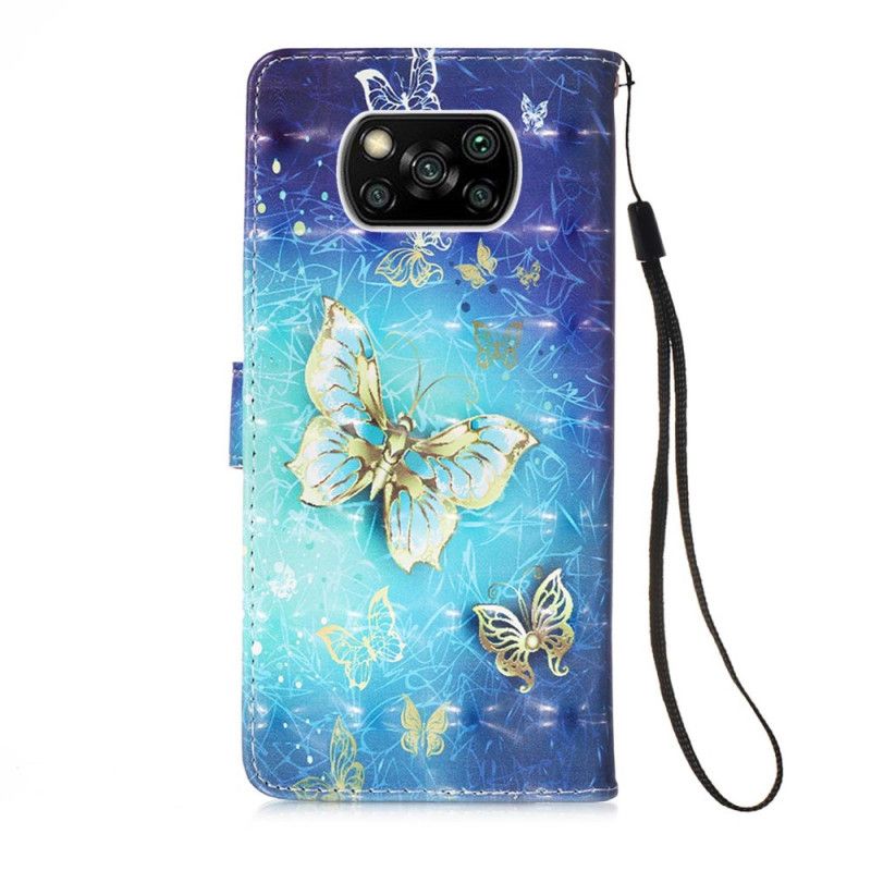 Cover Folio-hoesje Xiaomi Poco X3 Telefoonhoesje Gouden Vlinders