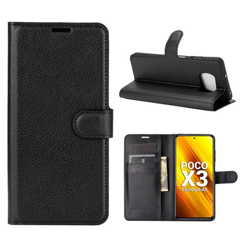 Cover Folio-hoesje Xiaomi Poco X3 Wit Zwart Telefoonhoesje Klassiek Kunstleer