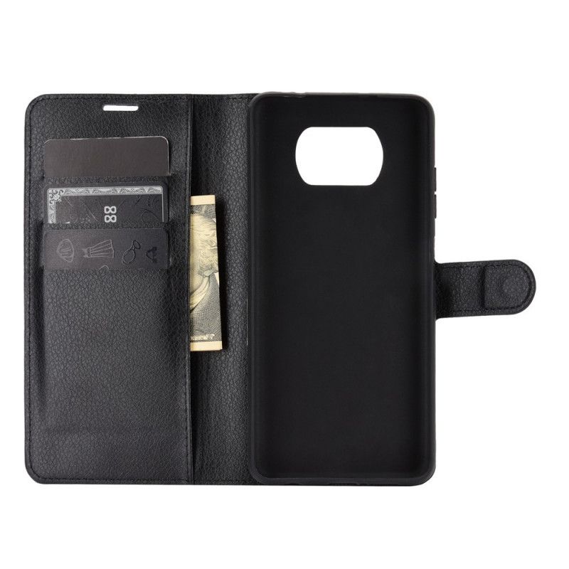 Cover Folio-hoesje Xiaomi Poco X3 Wit Zwart Telefoonhoesje Klassiek Kunstleer