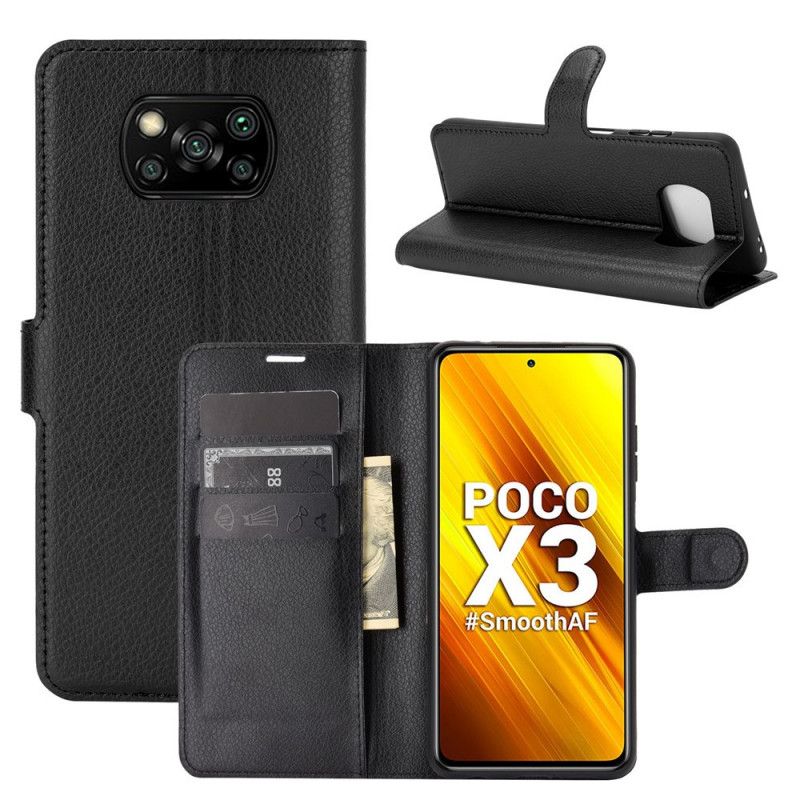 Cover Folio-hoesje Xiaomi Poco X3 Wit Zwart Telefoonhoesje Klassiek Kunstleer