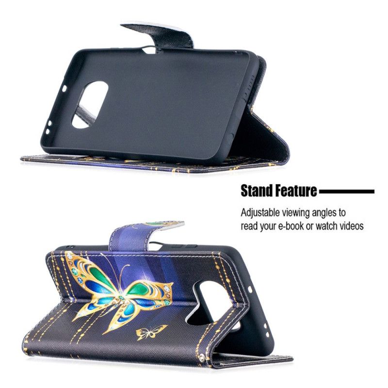 Cover Folio-hoesje Xiaomi Poco X3 Wit Zwart Telefoonhoesje Magische Vlinders