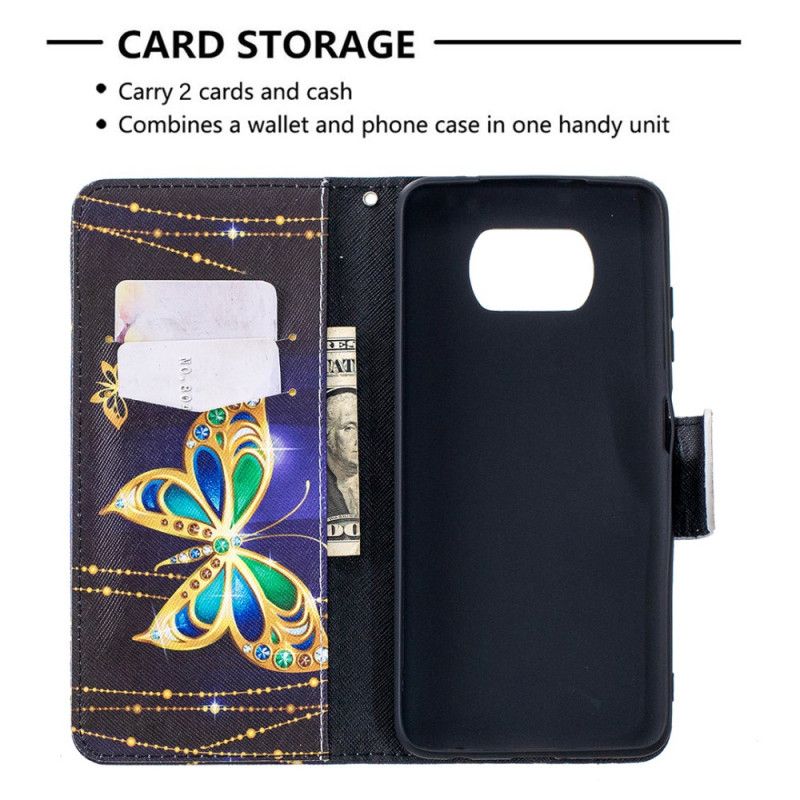Cover Folio-hoesje Xiaomi Poco X3 Wit Zwart Telefoonhoesje Magische Vlinders