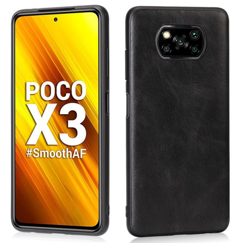 Cover Hoesje Xiaomi Poco X3 Grijs Zwart Telefoonhoesje Leereffect