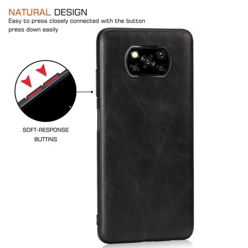 Cover Hoesje Xiaomi Poco X3 Grijs Zwart Telefoonhoesje Leereffect