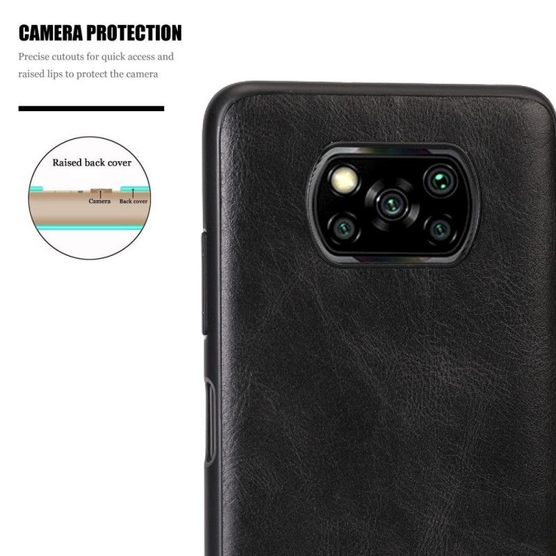 Cover Hoesje Xiaomi Poco X3 Grijs Zwart Telefoonhoesje Leereffect