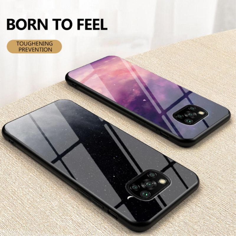 Cover Hoesje Xiaomi Poco X3 Grijs Zwart Telefoonhoesje Schoonheid Gehard Glas