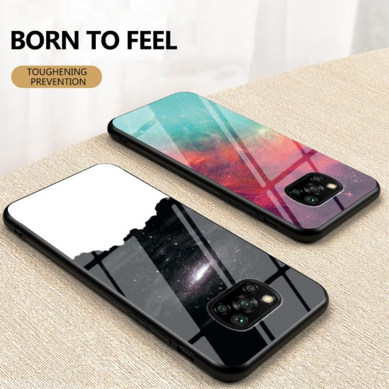 Cover Hoesje Xiaomi Poco X3 Grijs Zwart Telefoonhoesje Schoonheid Gehard Glas