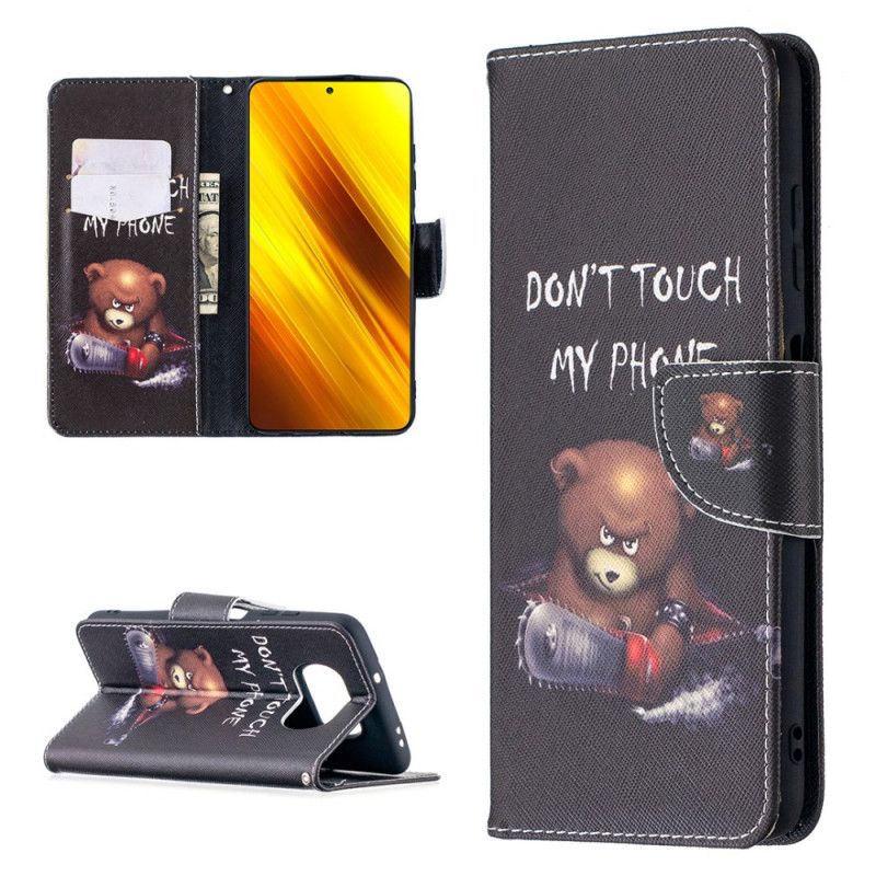 Flip Case Leren Xiaomi Poco X3 Gevaarlijke Beer