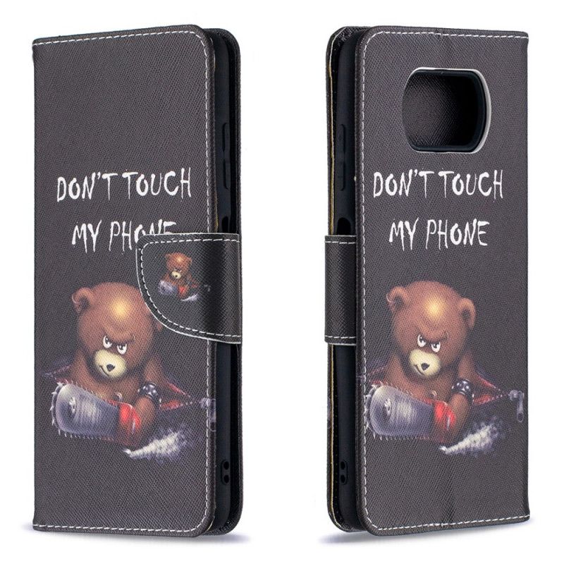 Flip Case Leren Xiaomi Poco X3 Gevaarlijke Beer