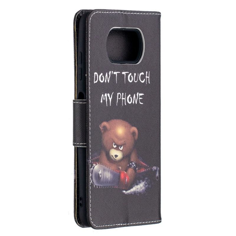 Flip Case Leren Xiaomi Poco X3 Gevaarlijke Beer