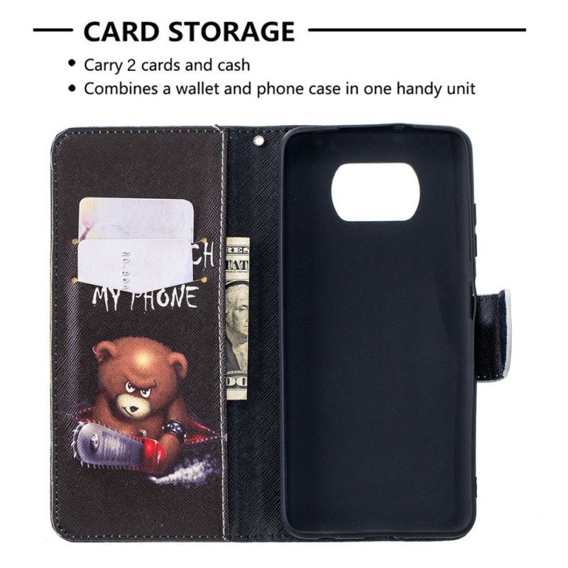 Flip Case Leren Xiaomi Poco X3 Gevaarlijke Beer