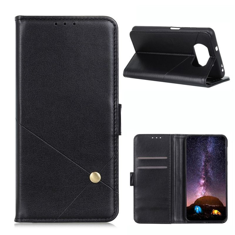 Flip Case Leren Xiaomi Poco X3 Groen Zwart Klinknagel X Ontwerp
