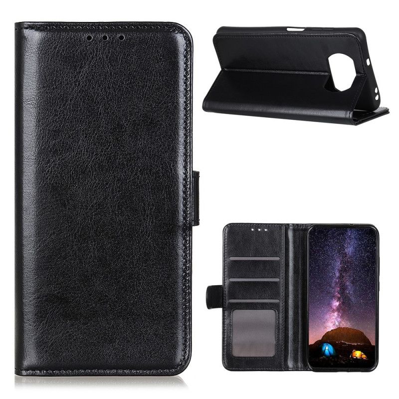 Flip Case Leren Xiaomi Poco X3 Wit Zwart Finesse Kunstleer