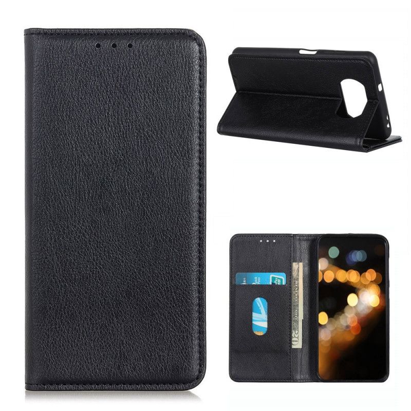 Folio-hoesje voor Xiaomi Poco X3 Rood Zwart Premium Split Lychee Leer