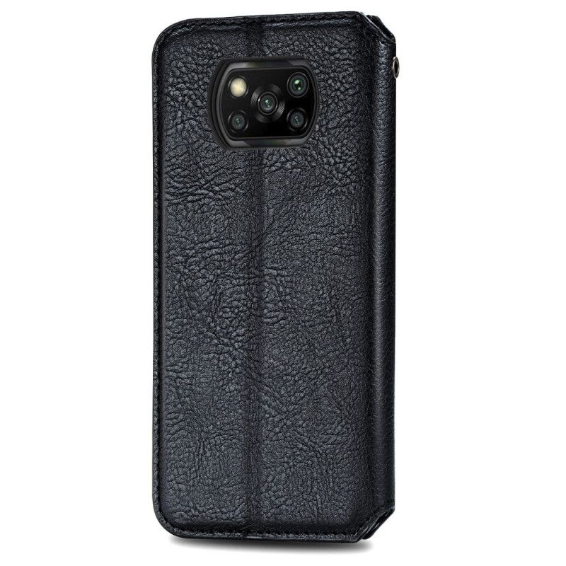 Folio-hoesje Xiaomi Poco X3 Grijs Zwart Leereffect Met Diamantstructuur