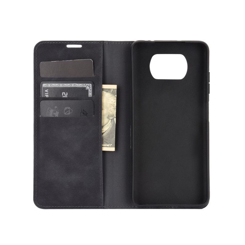 Folio-hoesje Xiaomi Poco X3 Grijs Zwart Telefoonhoesje Zacht Leereffect