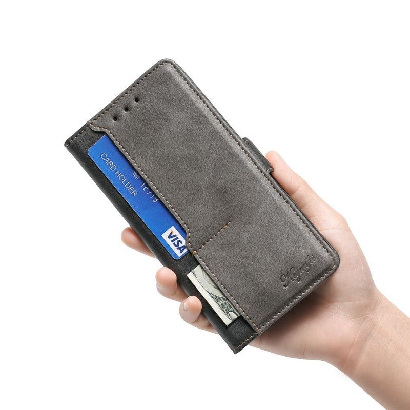 Folio-hoesje Xiaomi Poco X3 Grijs Zwart Tweekleurig Leer