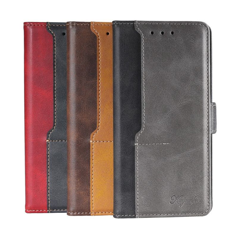 Folio-hoesje Xiaomi Poco X3 Grijs Zwart Tweekleurig Leer