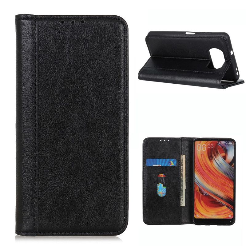 Folio-hoesje Xiaomi Poco X3 Groen Zwart Elegant Split Lychee Leer