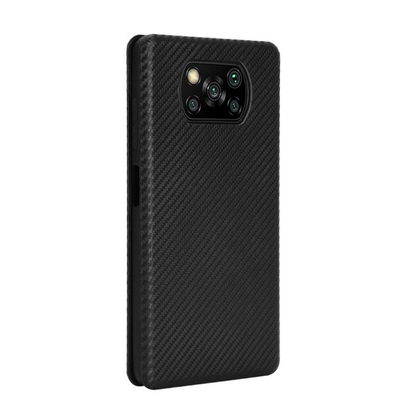 Folio-hoesje Xiaomi Poco X3 Groen Zwart Koolstofvezel Met Steunring