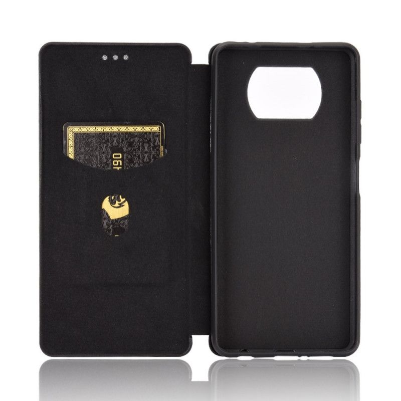 Folio-hoesje Xiaomi Poco X3 Groen Zwart Koolstofvezel Met Steunring