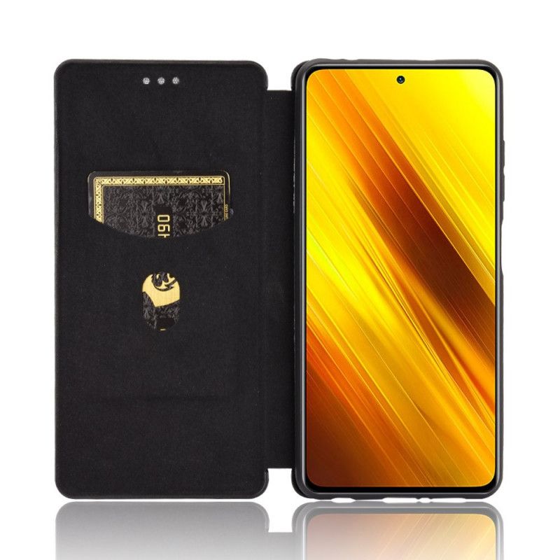 Folio-hoesje Xiaomi Poco X3 Groen Zwart Koolstofvezel Met Steunring